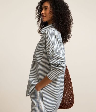 Camisa en Jeans con Bolsillos y Estampa de Rayas 4