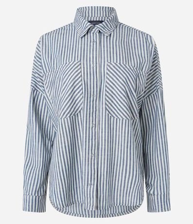 Camisa en Jeans con Bolsillos y Estampa de Rayas 5