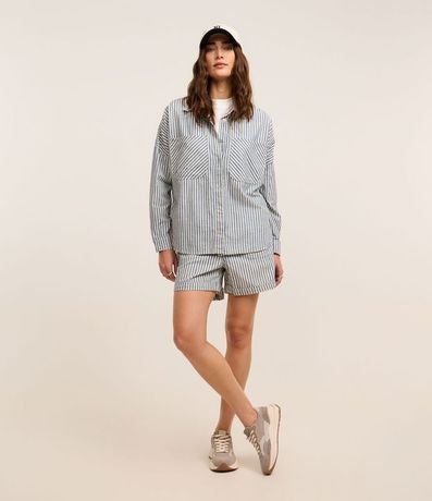 Camisa en Jeans con Bolsillos y Estampa de Rayas 2