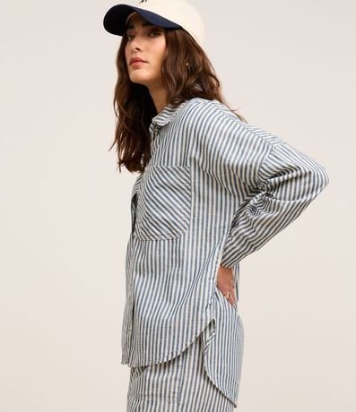 Camisa en Jeans con Bolsillos y Estampa de Rayas 4
