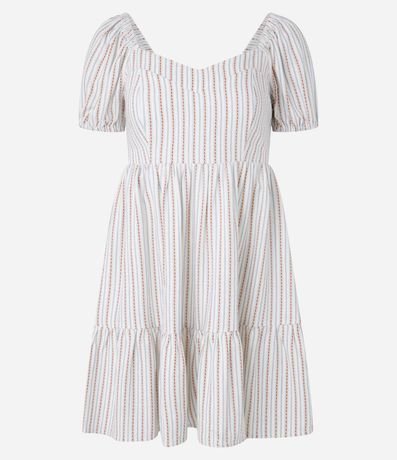 Vestido Corto en Viscosa con Lino y Manga Abullonada 6