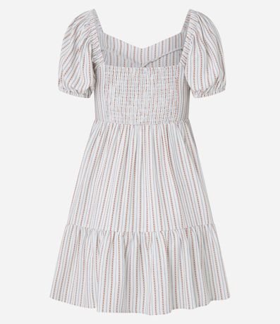 Vestido Corto en Viscosa con Lino y Manga Abullonada 7