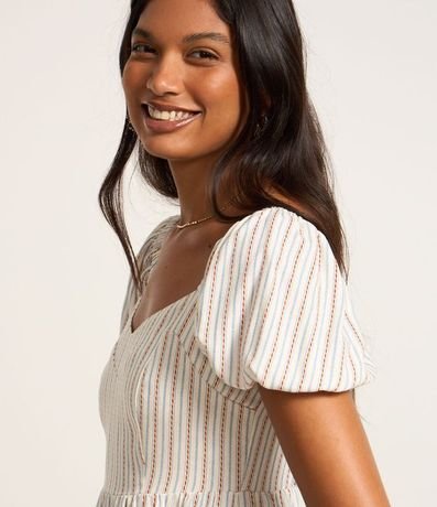 Vestido Corto en Viscosa con Lino y Manga Abullonada 3