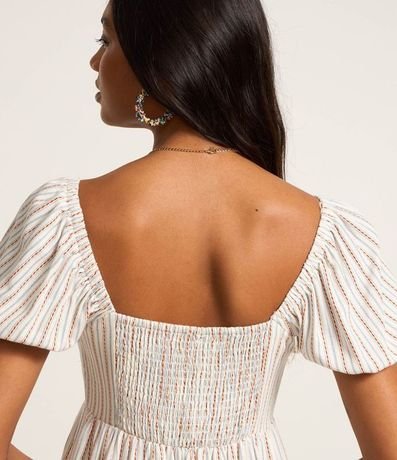 Vestido Corto en Viscosa con Lino y Manga Abullonada 4