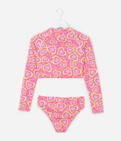 Bikini Infantil con Estampa de Corazones y Protección UV - Talle 5 a 14 años 2