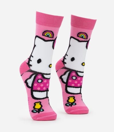 Media Caña Larga en Algodón con Estampa Hello Kitty 2