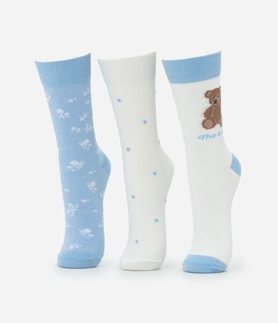 Kit 03 Medias Caña larga en Algodón con Estampa Osito 1