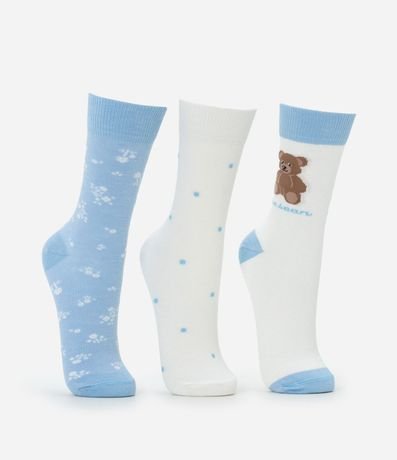 Kit 03 Medias Caña larga en Algodón con Estampa Osito 2