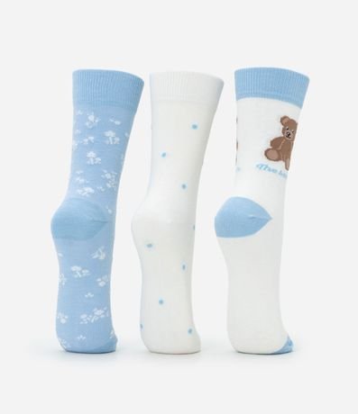 Kit 03 Medias Caña larga en Algodón con Estampa Osito 3