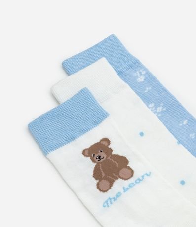 Kit 03 Medias Caña larga en Algodón con Estampa Osito 4