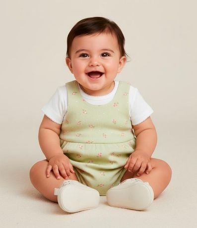 Conjunto Infantil con Estampa Floral Liberty Canelado - Talle 0 a 18 Meses 1