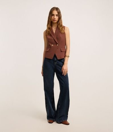 Pantalón Wide Leg en Jeans con Tiro Alto