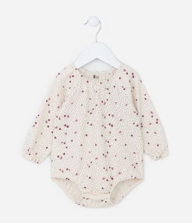 Body Infantil Texturizado con Estampa Floral - Talle 0 a 18 meses