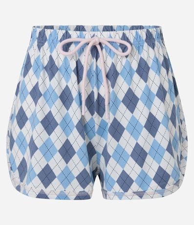 Short de Pijama en Peach Touch con Estampa de Losangos y Lazo en la Cintura 5