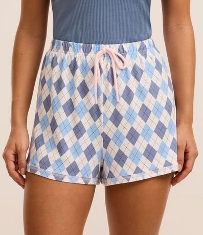 Short de Pijama en Peach Touch con Estampa de Losangos y Lazo en la Cintura 2