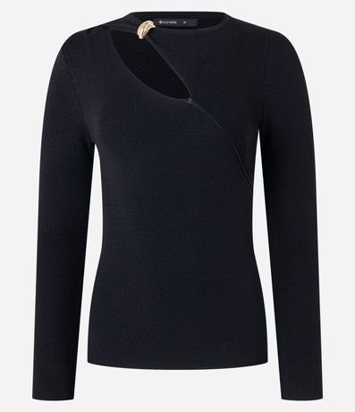 Blusa Acanalada en Punto con Detalle Metalizado y Cutout 7