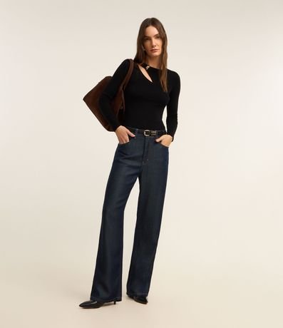 Blusa Acanalada en Punto con Detalle Metalizado y Cutout 2