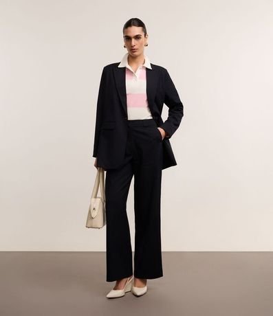 Blazer Oversized Sastre con Raya de Tiza y Cierre Sencillo 2