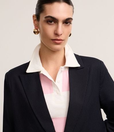 Blazer Oversized Sastre con Raya de Tiza y Cierre Sencillo 3