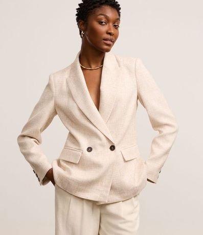 Blazer Oversized en Tweed con Botones 1