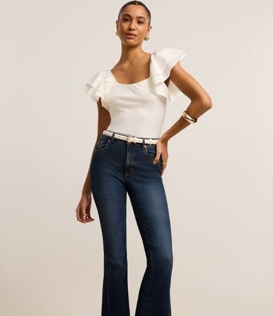 Pantalón Flare en Jeans con Lateral Traspasada 2