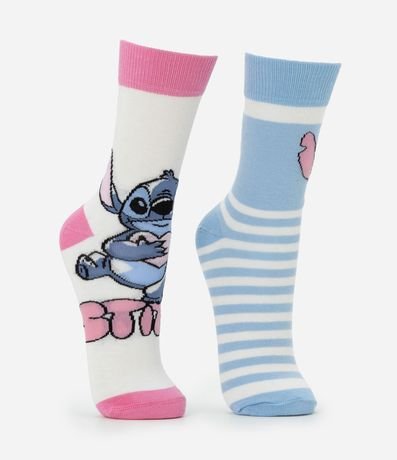 Kit 02 Medias Caña larga en Algodón con Estampa de Stitch 3