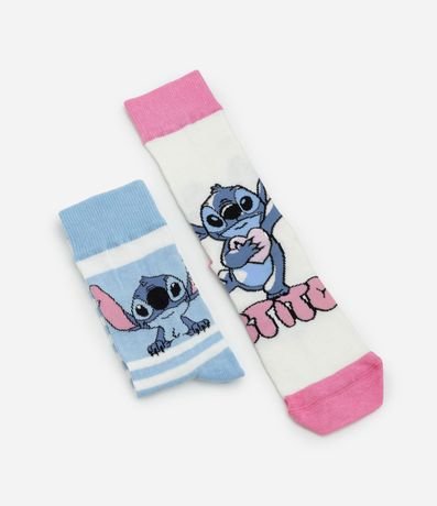 Kit 02 Medias Caña larga en Algodón con Estampa de Stitch