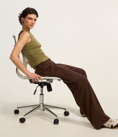 Pantalón Recto en Rib Texturizada