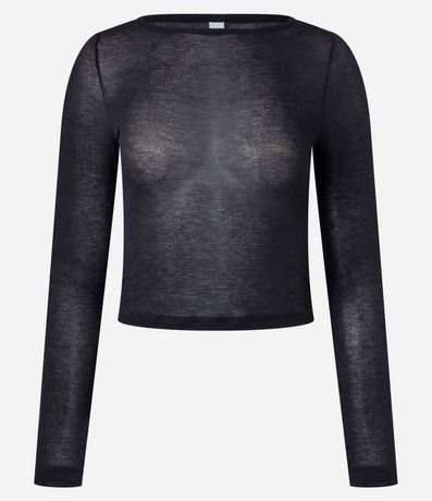 Blusa en Rib con Escote Redondo y Manga Larga 5