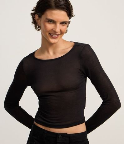 Blusa en Rib con Escote Redondo y Manga Larga 3