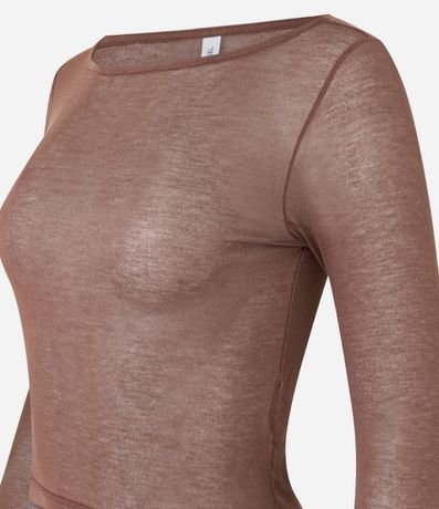 Blusa en Rib con Escote Redondo y Manga Larga 4