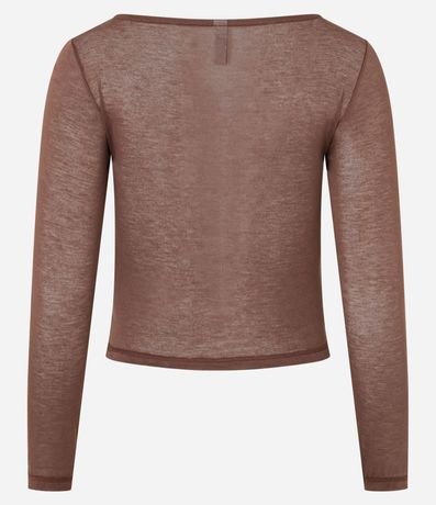 Blusa en Rib con Escote Redondo y Manga Larga 5