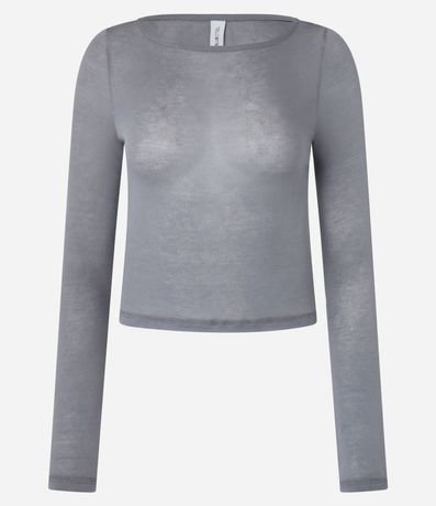 Blusa en Rib con Escote Redondo y Manga Larga 4