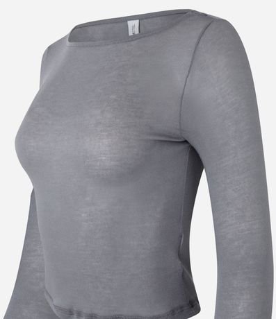 Blusa en Rib con Escote Redondo y Manga Larga 5
