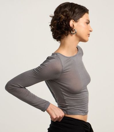 Blusa en Rib con Escote Redondo y Manga Larga 3