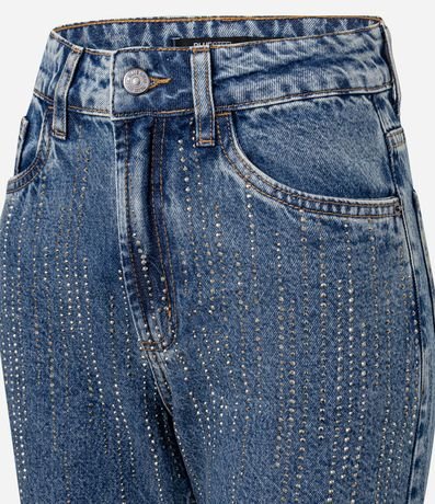 Pantalón Recto en Jeans con Brillos de Strass 6