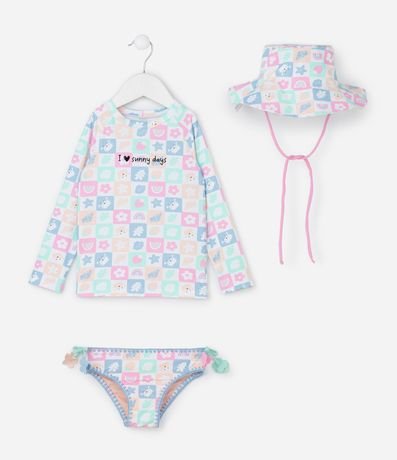 Conjunto Infantil con Protección UV Estampa Tropical y Flores 3D - Talle 1 a 4 años 1