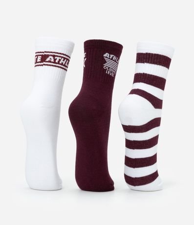 Kit 03 Medias Cano Mediano Deportivas en Algodón con Lettering Athlete 3