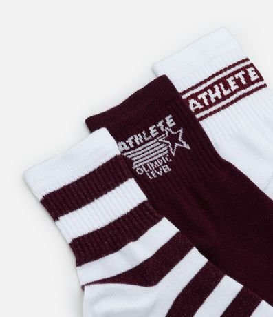 Kit 03 Medias Cano Mediano Deportivas en Algodón con Lettering Athlete 4