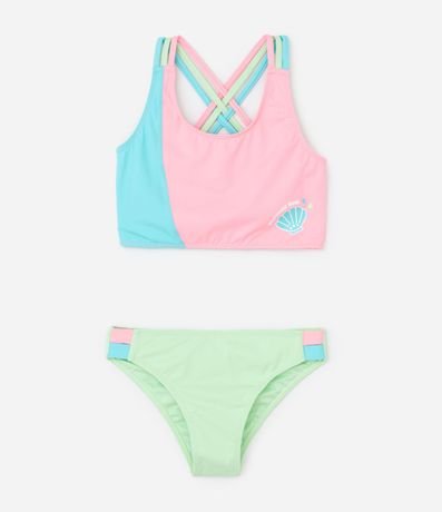 Bikini Infantil en Microfibra con Breteles Cruzados - Talle 5 a 14 años