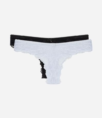 Kit 02 Bombachas Bikini Hilo en Encaje Floral