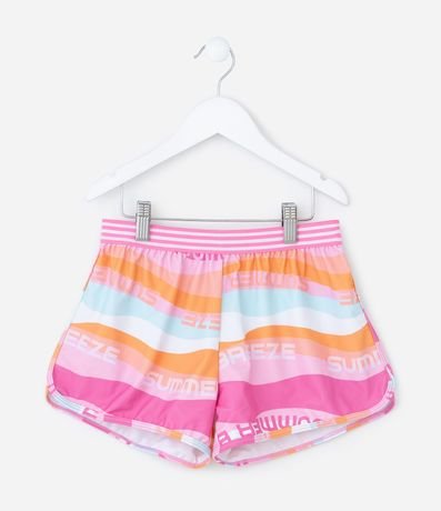 Short Infantil en Microfibra con Estampa de Ondas - Talle 5 a 14 años