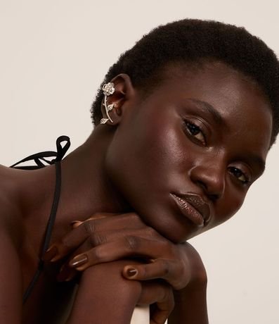 Caravana Ear Cuff con Forma de Rosa y Caravana Botón