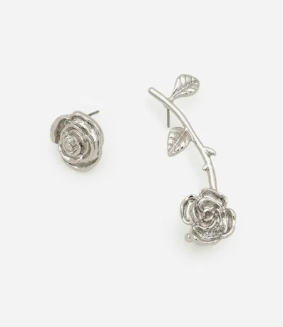 Caravana Ear Cuff con Forma de Rosa y Caravana Botón 2