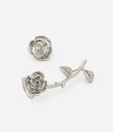 Caravana Ear Cuff con Forma de Rosa y Caravana Botón 3