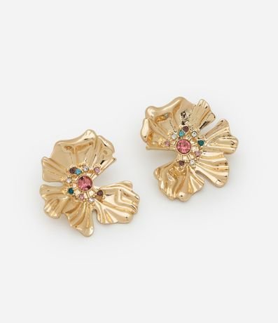 Caravana Botón con Forma de Flor y Strass en el Centro 1