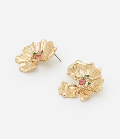 Caravana Botón con Forma de Flor y Strass en el Centro 2