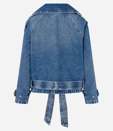 Campera Trench Coat en Jeans con Botones y Lazo 7