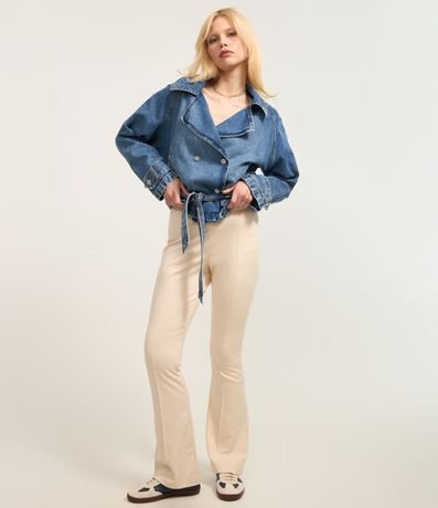 Campera Trench Coat en Jeans con Botones y Lazo 4