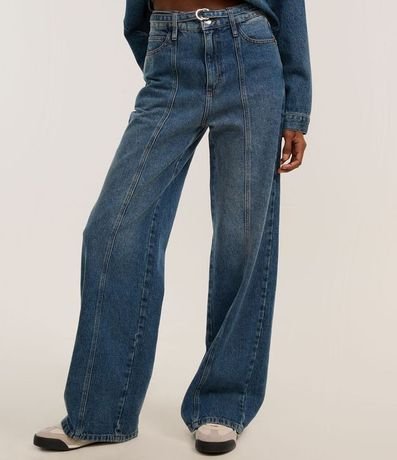 Pantalón Wide Leg en Jeans con Recorte Delantero 3